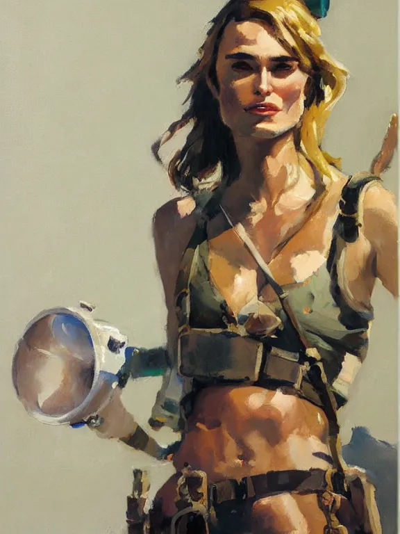 Image similar to portrait of Kiera Knightley as Tank girl by Gregory manchess