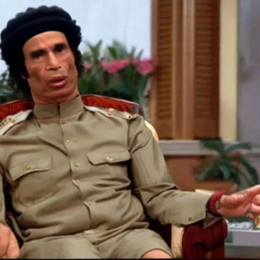 Image similar to A still of Muammar Gaddafi in the sitcom Seinfield