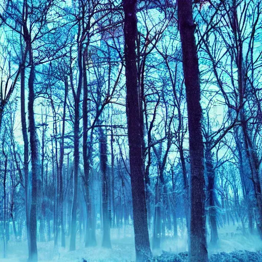 cyberpunk forest with blue ice clouds in the sky | Stable Diffusion ...