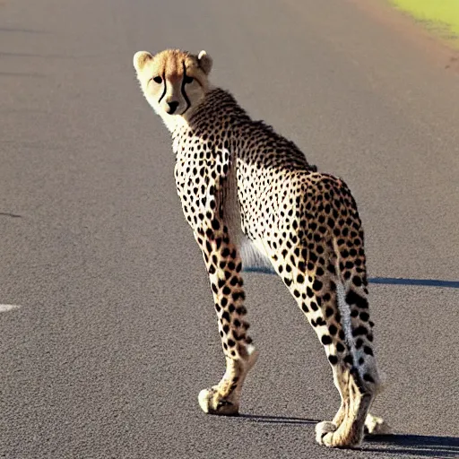 Prompt: cheetah on the starting block on a race track