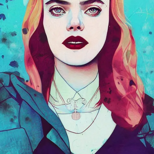 Prompt: elle fanning, lilly collins, scarlett johansson picture by sachin teng, asymmetrical, dark vibes, realistic painting, organic painting, matte painting, geometric shapes, hard edges, graffiti, street art : 2 by sachin teng : 4