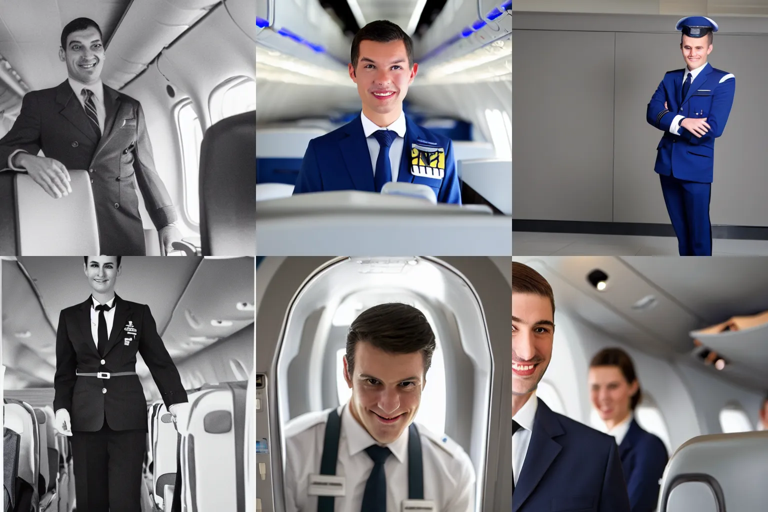 Prompt: photo of a male flight attendant