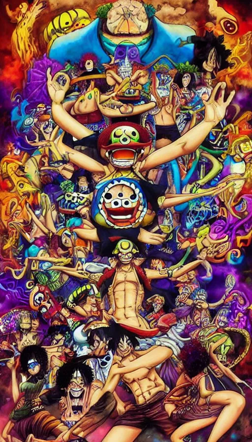 Image similar to psytrance artwork, from one piece