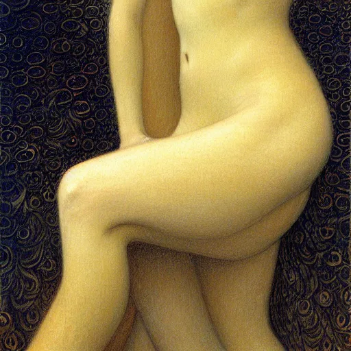 Prompt: gorgeous woman painted by Jean Delville, very detailed