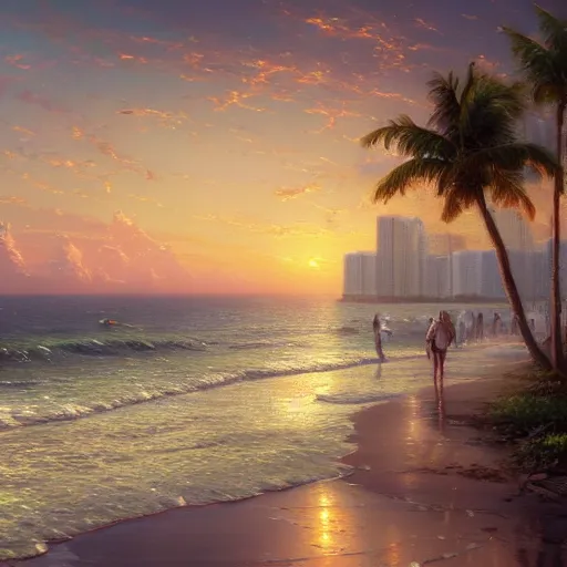 Prompt: A beautiful painting of a Las Olas, Fort Lauderdale Florida by Greg Rutkowski and Thomas Kinkade, Trending on Artstation cinematic 4k wallpaper, 8k, ultra detailed, high resolution, artstation, award winning