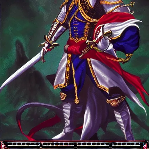 Prompt: PSX JRPG character portrait of a demon knight George Washington