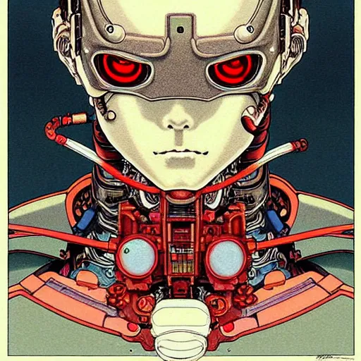 Image similar to prompt : portrait of cyborg painted in miyazaki color style drawn by katsuhiro otomo and takato yamamoto, inspired by fables, china doll face, smooth face feature, intricate oil painting, high detail, sharp high detail, manga and anime 2 0 0 0