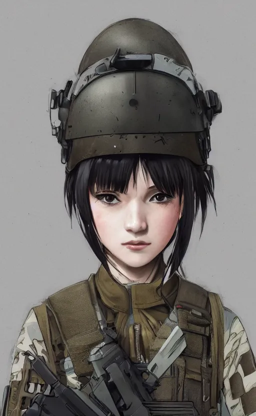 Prompt: a girl, urban warfare, soldier clothing, combat helmet, anime style, short hair, hair down, symmetrical facial features, from arknights, hyper realistic, 4 k, rule of thirds, extreme detail, detailed drawing, trending artstation, hd, escape from tarkov, realistic lighting, by alphonse mucha, greg rutkowski, sharp focus, backlit