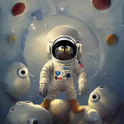 Image similar to astronaut penguin space, movie by nuri iyem, james gurney, james jean, greg rutkowski, anato finnstark. pixar. hyper detailed, 5 0 mm, award winning photography