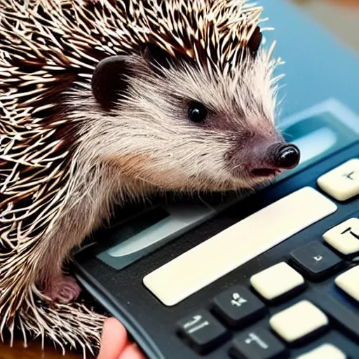 Image similar to a hedgehog using a calculator