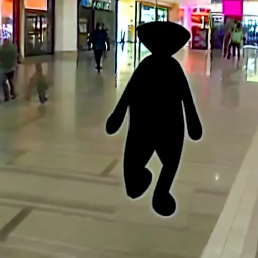 Image similar to beautiful cctv found footage of shadow creature lurking in a mall