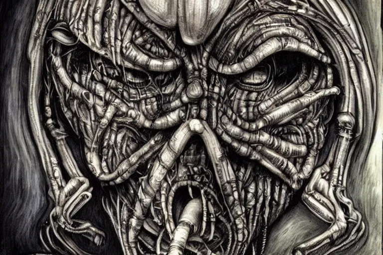 Prompt: donald trump in H. R. Giger style