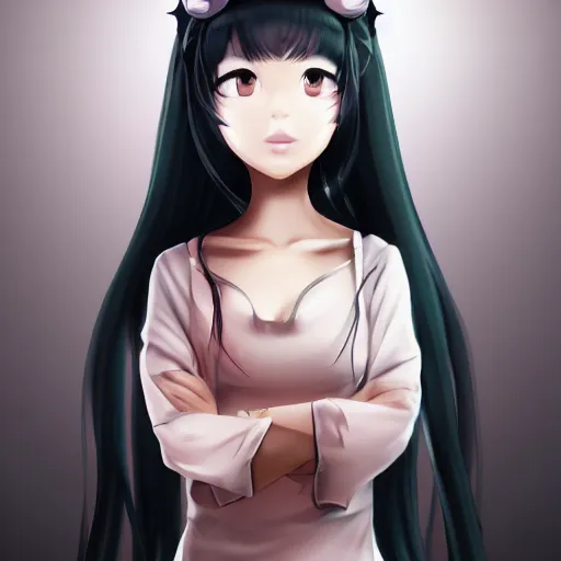 Image similar to full headshot portrait of a girl with long black hair, wearing a surgical mask, drawn by ATDAN, by Avetetsuya Studios, attractive character, colored sketch anime manga panel, trending on Pixiv