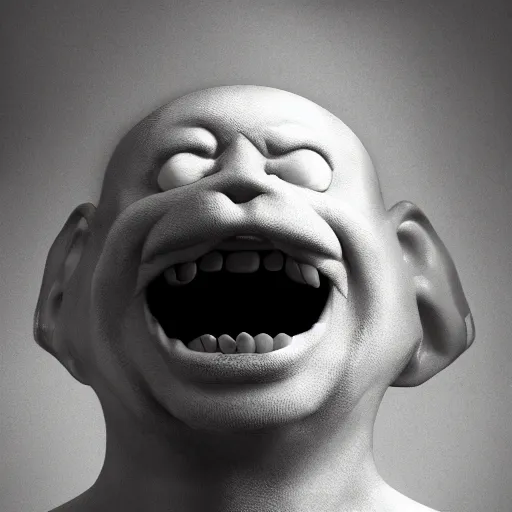 Image similar to cloud homogeneous to a human face, grinning sinisterly, pareidolia art style, trending on artstation, 4 k quality