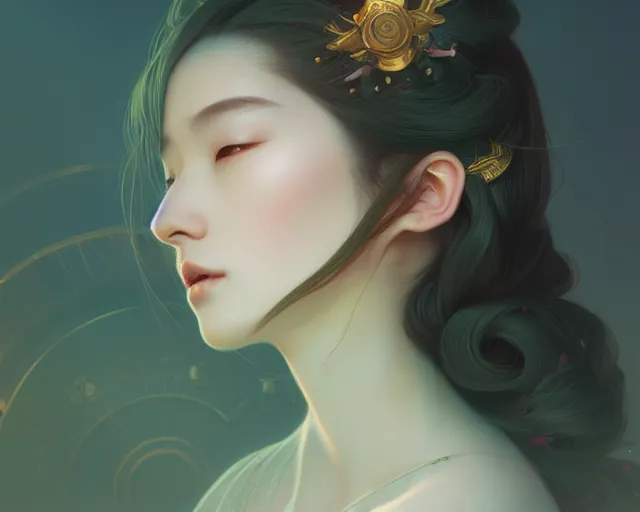 Image similar to photography of hsiao - ron cheng, deep focus, d & d, fantasy, intricate, elegant, highly detailed, digital painting, artstation, concept art, matte, sharp focus, illustration, hearthstone, art by artgerm and greg rutkowski and alphonse mucha