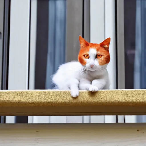 Image similar to 📷 A Calico cat on an apartment balcony ✨