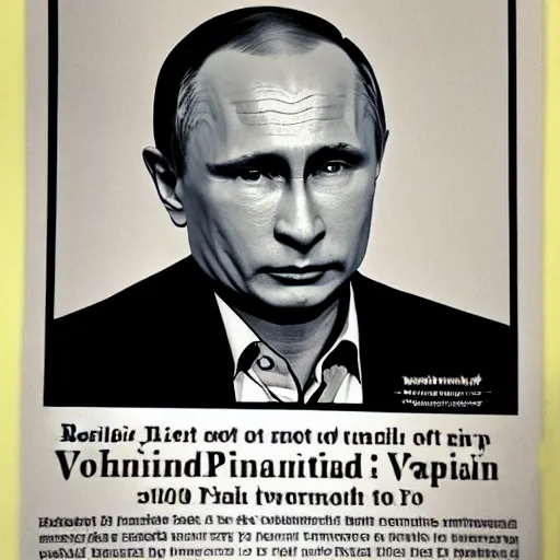 Image similar to vladimir putin on wanted poster