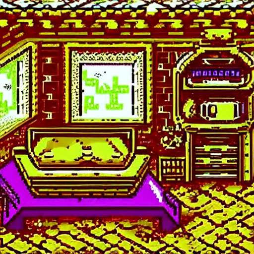 Image similar to 9 0 s bedroom, beautiful detailed pixel art, intricate details, beautiful, dithered gradients, volumetric lighting, smooth, sharp focus, 2 d illustration, old school computer game graphics, crpg, d & d, pixel art