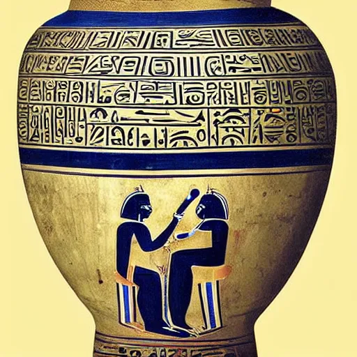 Image similar to AA photo of an Athenian vase with a painting of pandas playing basketball in the style of Egyptian hieroglyphics