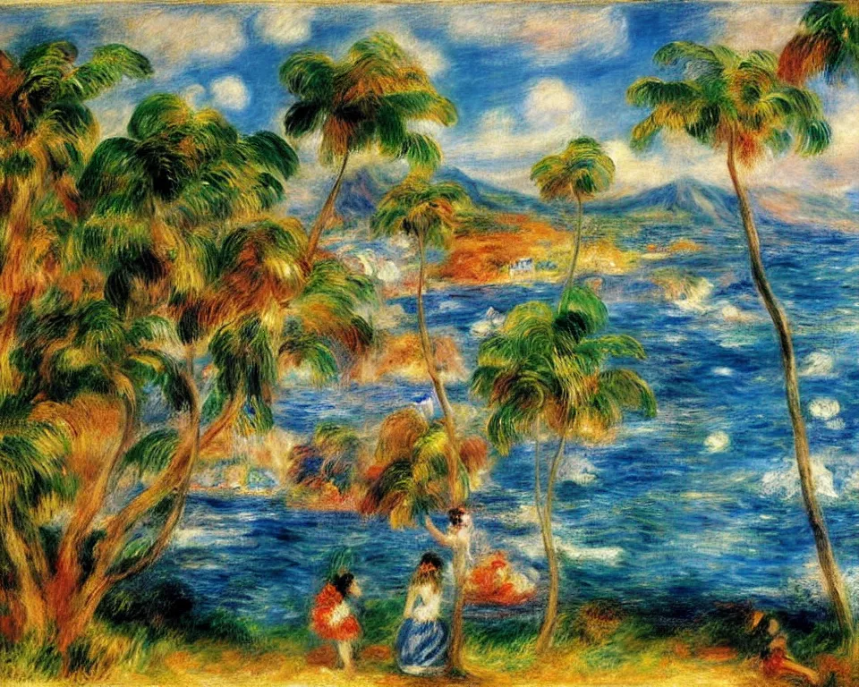 Prompt: the island of hawaii by renoir.