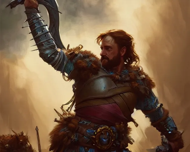 Image similar to william wallace storming the battlefield, deep focus, d & d, fantasy, intricate, elegant, highly detailed, digital painting, artstation, concept art, matte, sharp focus, illustration, hearthstone, art by artgerm and greg rutkowski and alphonse mucha