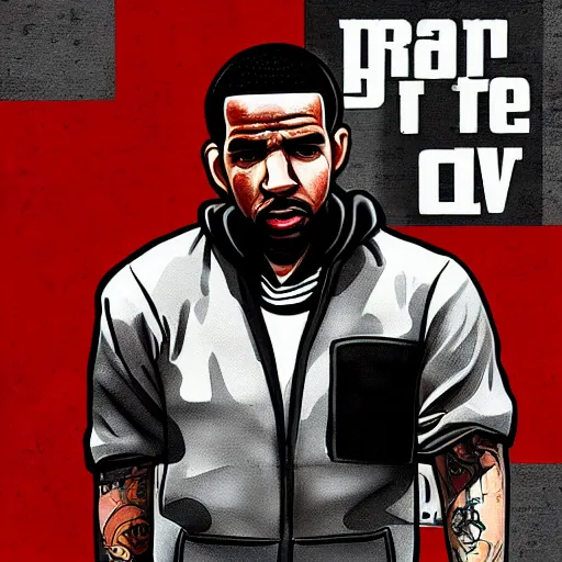 Image similar to drake in the style of gta iv artwork, digital art