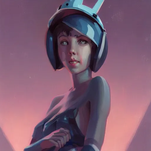 Prompt: portrait of a cute young woman with robot ears, 4k, sharp focus, 1980, Andreas Rocha