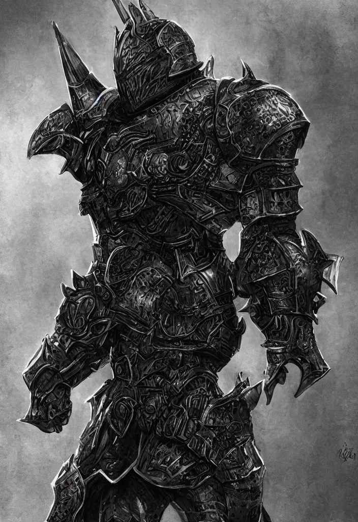 Prompt: armored black knight, fantasy, trending on artstation, digital art, intricate details