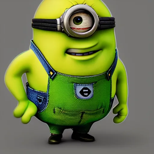 Image similar to A minion that looks like Shrek, highly detailed, digital art, 4K