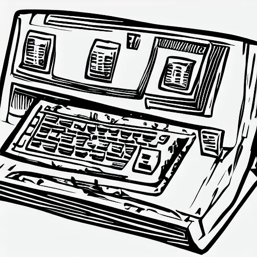 Prompt: Illustration of an old, rotten computer. Ancient tribal style.