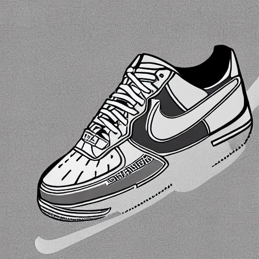 Image similar to technical line illustration of a nike airforce one