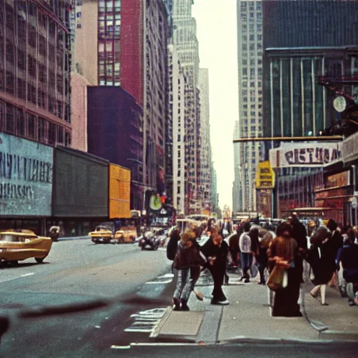 Image similar to street photography in new york, 1 9 6 0 s, ektachrome, featured on flickr, photographed on expired film