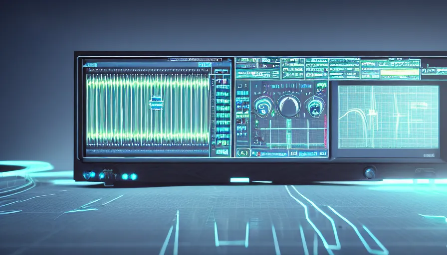 Image similar to rct screen showing oscilloscope on old soviet machine, volumetric lighting, photorealistic rendering, artstation, redshift, octane, golden ratio