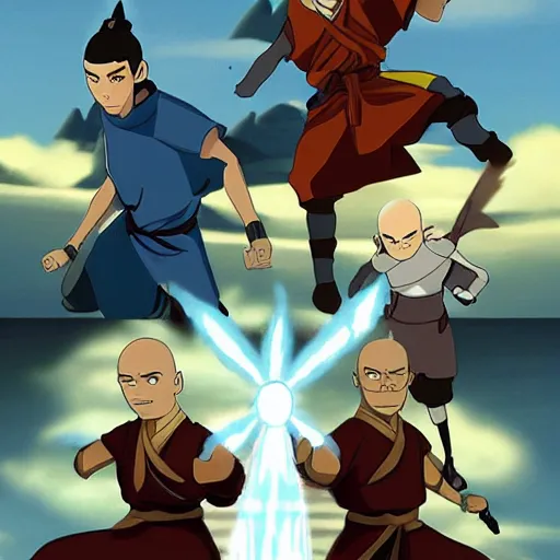 Image similar to avatar the last Airbender, epic battle