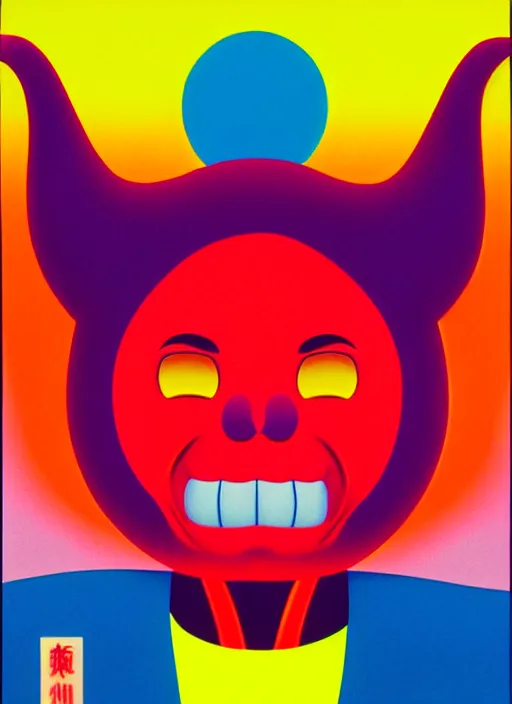 Image similar to devil by shusei nagaoka, kaws, david rudnick, airbrush on canvas, pastell colours, cell shaded, 8 k