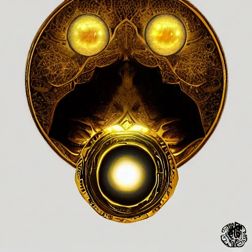 Prompt: a dnd golden wedding ring with three small glowing orbs in the center of its face, digital painting, artstation