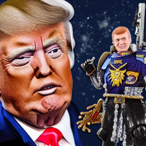 Image similar to donald trump as a space marine from warhammer 40k