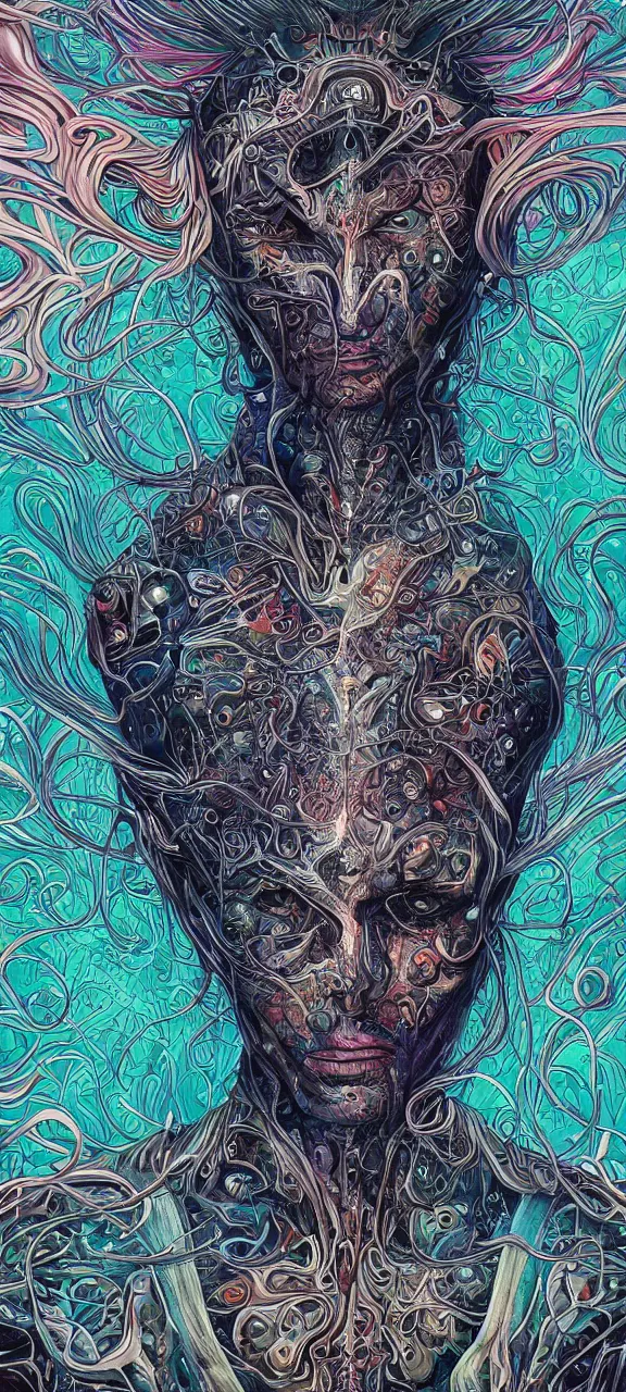 Image similar to android jones alex grey android jones alex grey mark cooper, artgerm artstation award winning photorealistic detailed hypervivid intense fantasy concept art, hypervivid intense mcbess, the sea by dan mumford