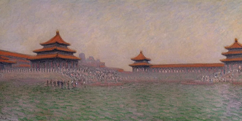 Prompt: a oil painting of the forbidden city by Oscar-Claude Monet