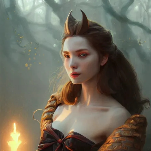 Prompt: Portrait witch lady, 4k oil on linen by wlop, artgerm, andrei riabovitchev, nuri iyem, james gurney, james jean, greg rutkowski, highly detailed, soft lighting 8k resolution