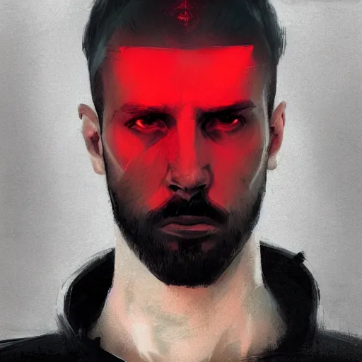 Image similar to A portrait of a man, hairstyle undercut, techwear, cyberpunk, sith, star wars art, red light, art by greg rutkowski, matte painting, trending on artstation