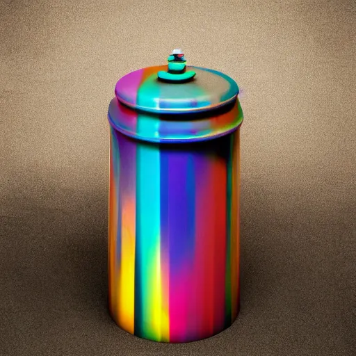 Prompt: garbage can, by diego rivera, by takashi murakami, unreal engine, hyperspectral imaging, dslr, shutter speed 1 / 2, kinemacolor, hyperprism, excited, angelic, good, chromatic aberration, crazy dmt trip