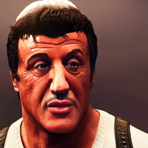Image similar to sylvester stallone in grand theft auto 5, unreal engine, 8 k, octane render,
