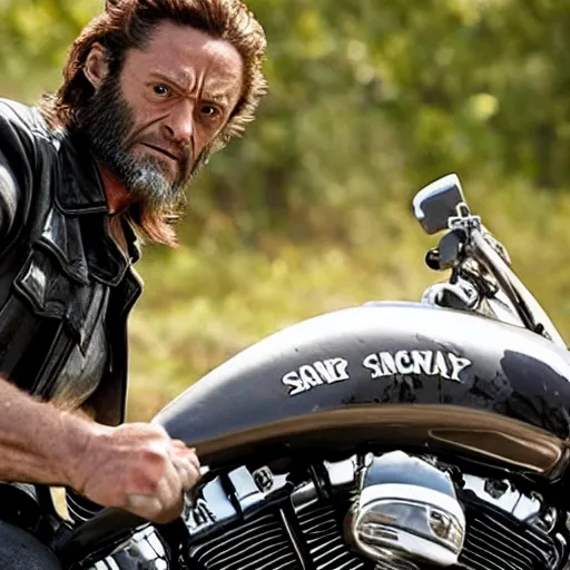 Image similar to wolverine in the sons of anarchy 4 k detailed super realistic