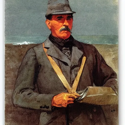 Prompt: a portrait of a character by winslow homer