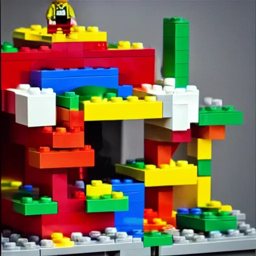 Prompt: “ so long gay bowser, scene constructed in lego blocks. ”