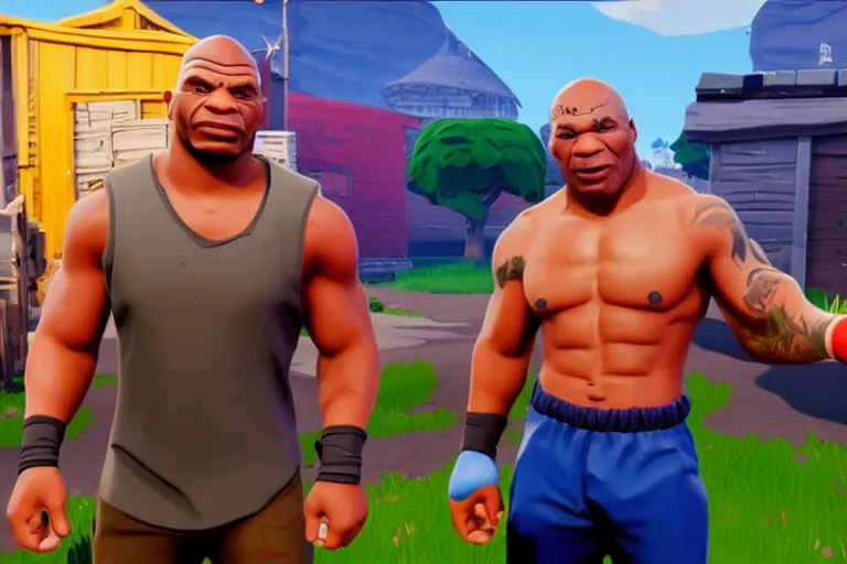 Prompt: mike tyson in fortnite