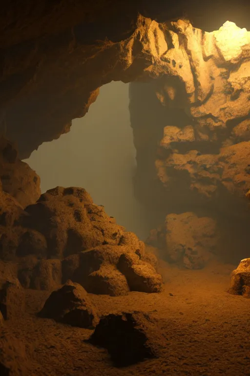 Prompt: mechanoids mining resources in a cave with minimal lighting in the style of claude monet, cinematic lighting, raytracing, 8 k, octane render, volumetric, vivid, beautiful, hyperrealism