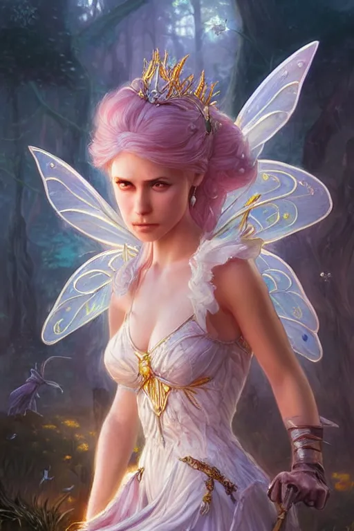 Image similar to fairy princess, highly detailed, d & d, fantasy, highly detailed, digital painting, trending on artstation, concept art, sharp focus, illustration, art by artgerm and greg rutkowski and magali villeneuve