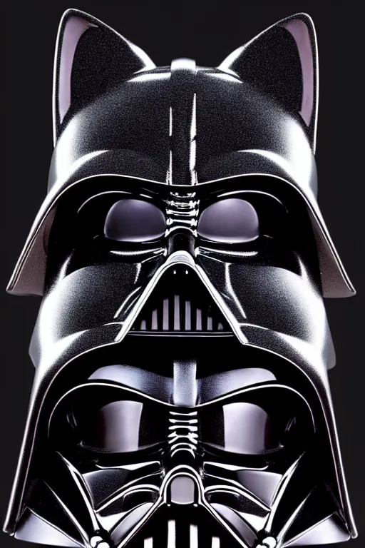 Prompt: darth vader cat hybrid helm designed by wayne barlowe, swarovski and tiffany, symmetry, sci - fi, cinematic, elegant, luxury, perfect light, perfect composition, dlsr photography, sharp focus, dark fantasy, 8 k, ultra hd, sense of awe, highly detailed, realistic, intricate